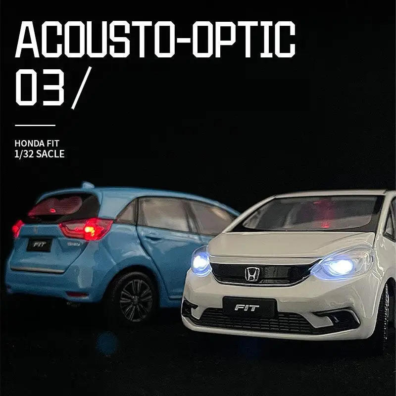 1/32 Honda FIT JAZZ SUV Sport Toy Car JKM Diecast Miniature Model Doors Openable Sound & Light Collection Gift For Boy Boys Kid 2
