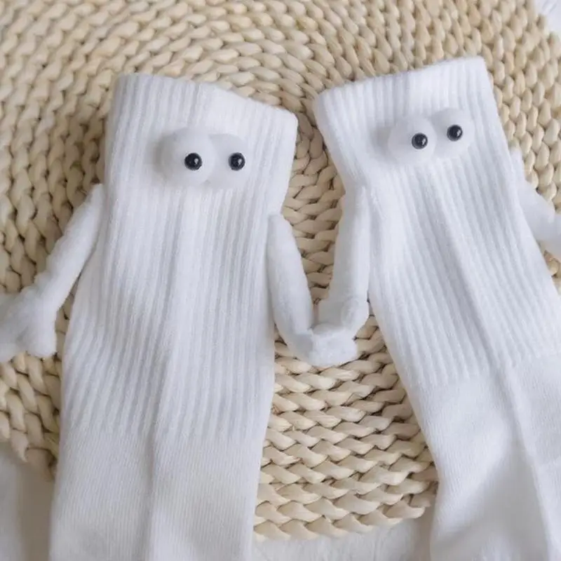 Calcetines de tubo medio con ojos en 3D para parejas, medias divertidas con las manos, Regalos divertidos