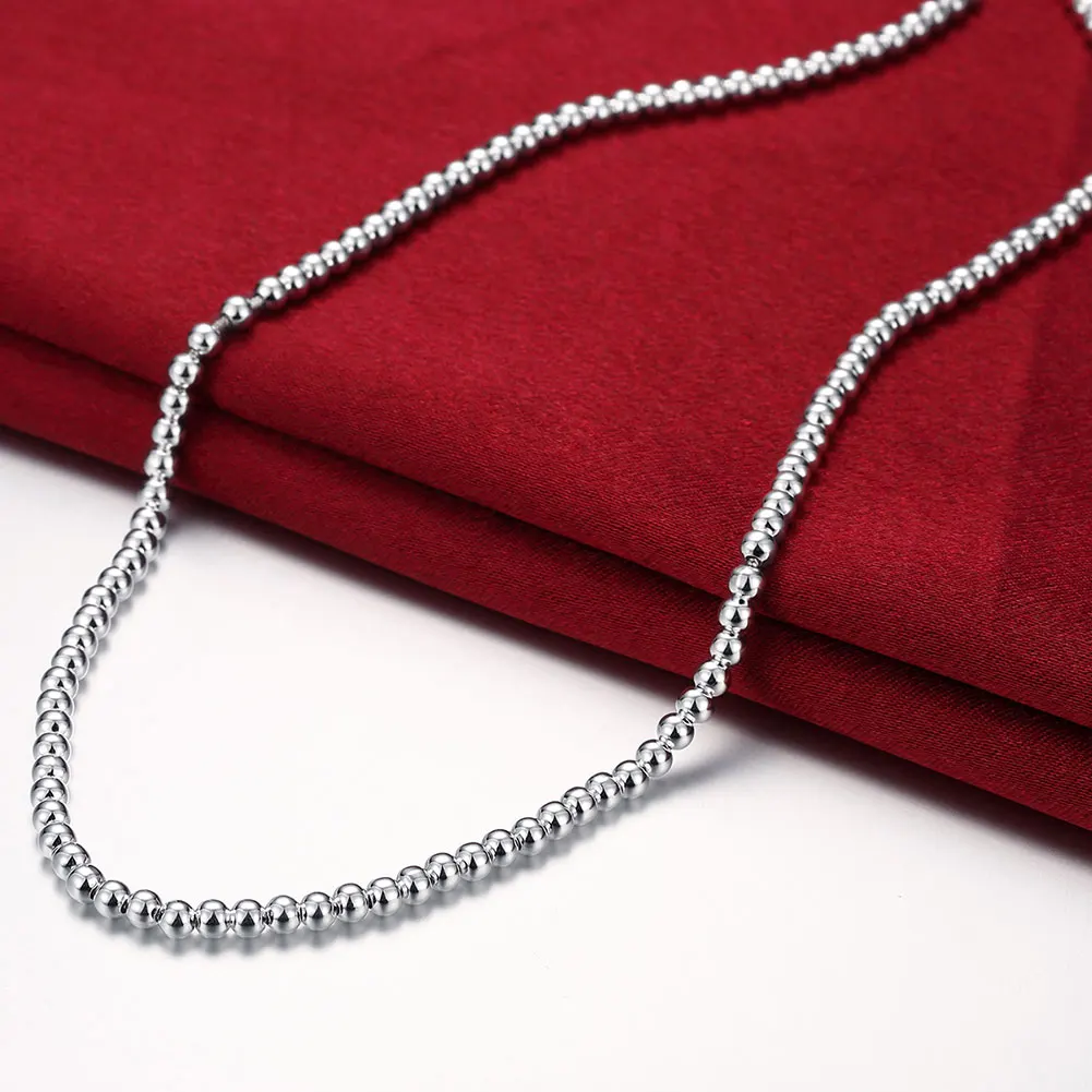

Classic 925 Sterling Silver Necklaces Jewelry for woman 18 Inches 4MM Buddha Beads chain fashion Christmas Gift party wedding