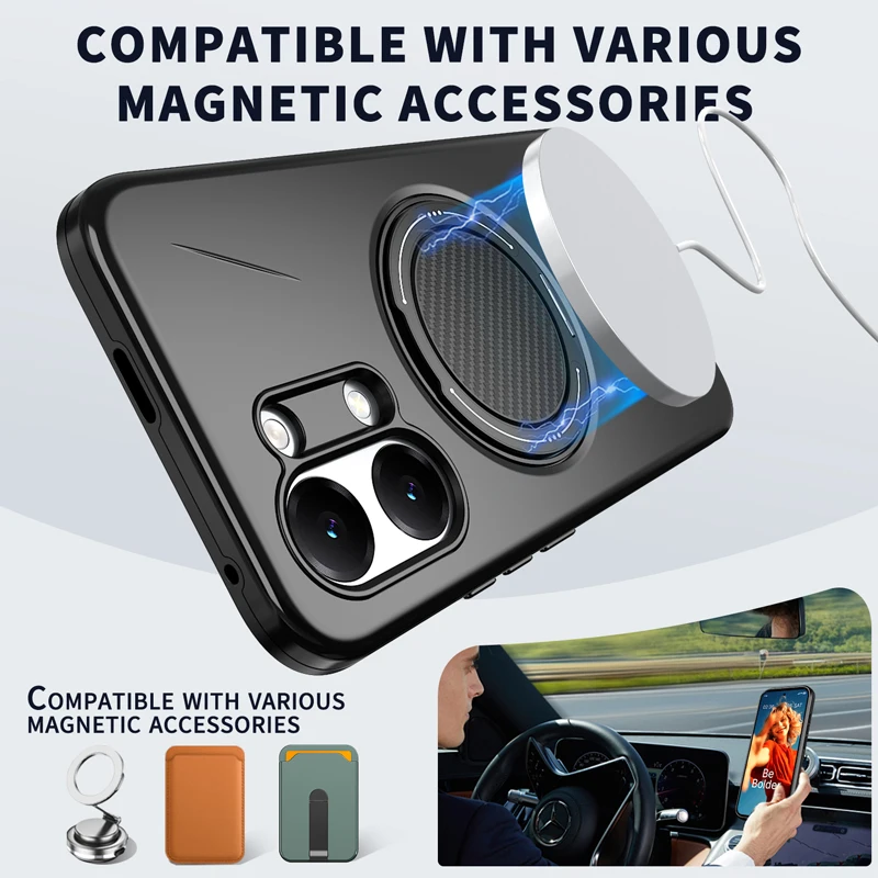 Redmi Turbo 5 Shockproof Magnetic Case with Rotating Ring Bracket, ELVEV