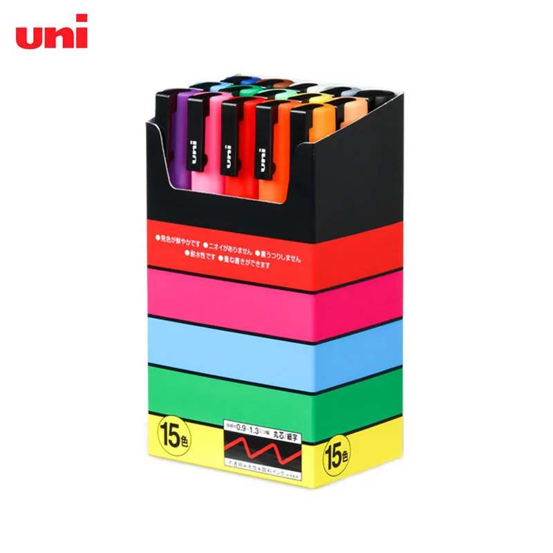 Uni-Posca Paint Marker Pen - Fine Point - Set of 15 (PC-3M15C)