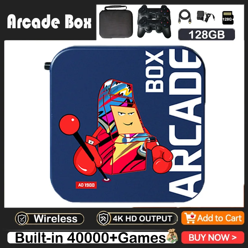 

128GB Game Box Classic Retro Video Arcade Box 40000+ Games Super Console 4K HD TV Projector Monitor Game Console for PS1/N64/DC