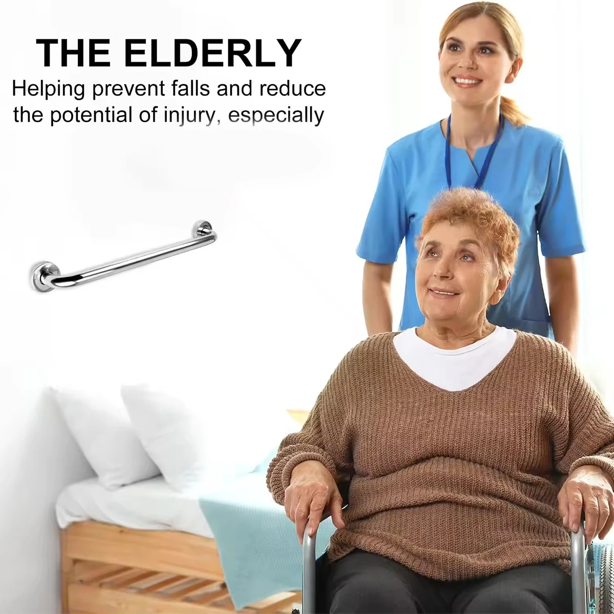 304 Stainless Steel Bathroom Safety Grab Bar Bathtub Support Safety Grab Bar Kitchen Bedroom B Indoor/Outdoor Auxiliary Handle