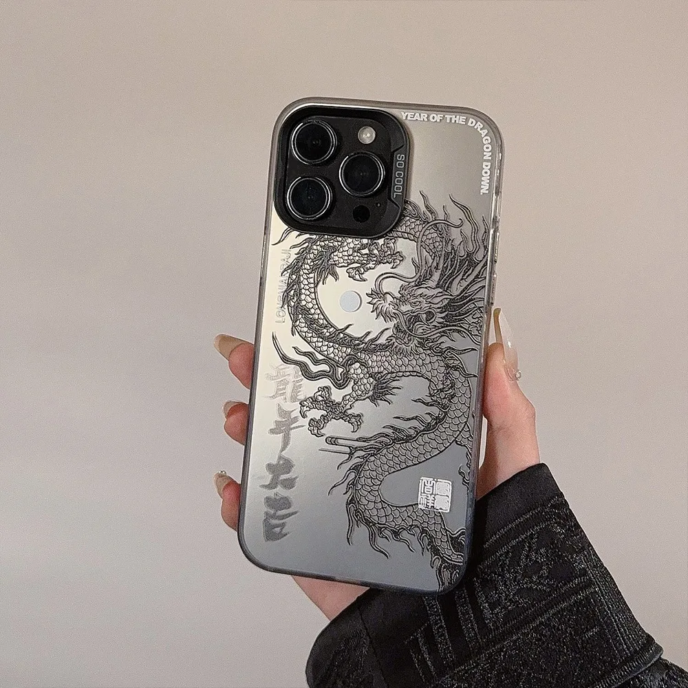 Luxury Dragon Embossed Anti-Fall Matte Phone Case
