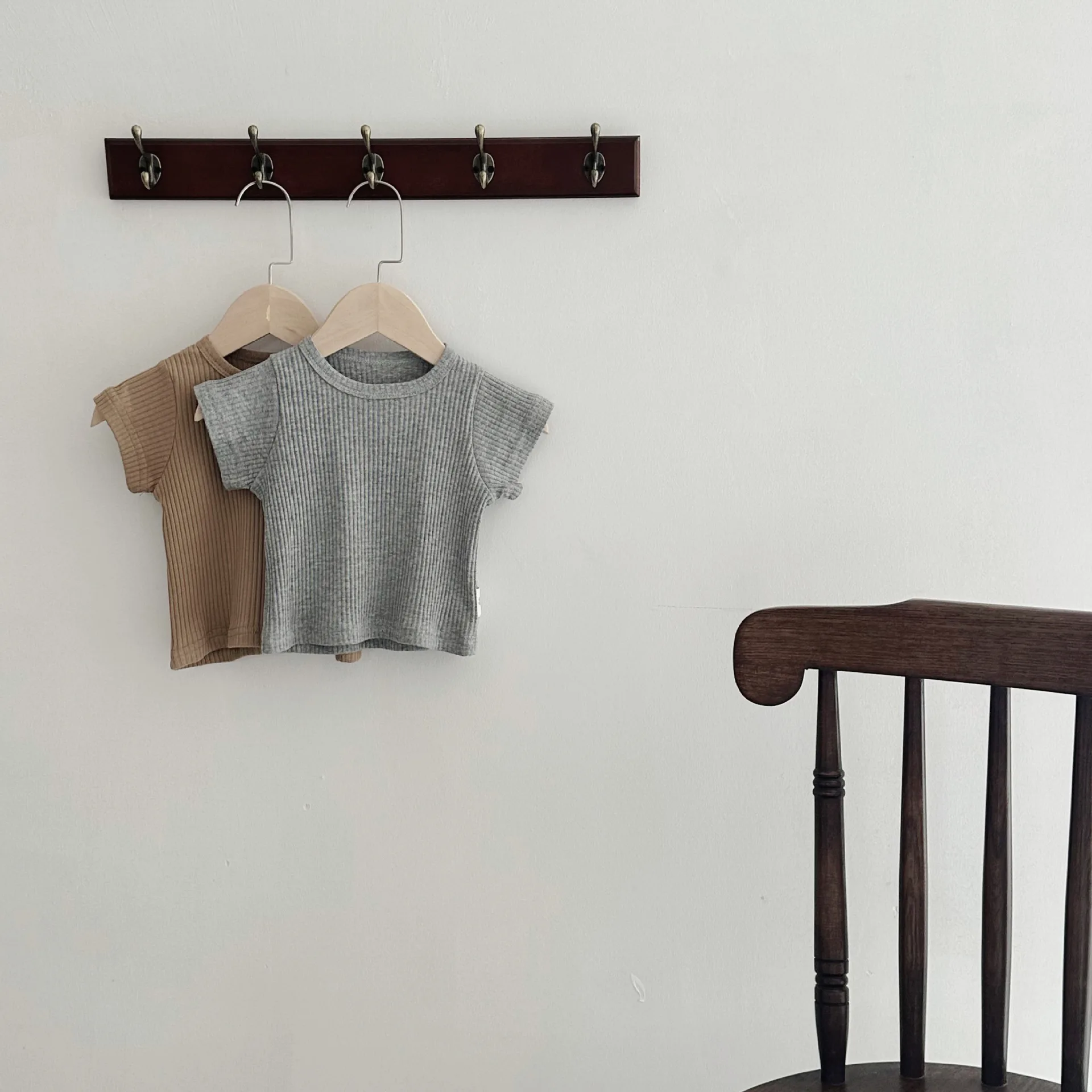 Summer New Baby Short Sleeve T Shirts Cotton Infant Boy Solid Versatile Tees Toddler Girl O-neck Ribbed Bottoming Tops