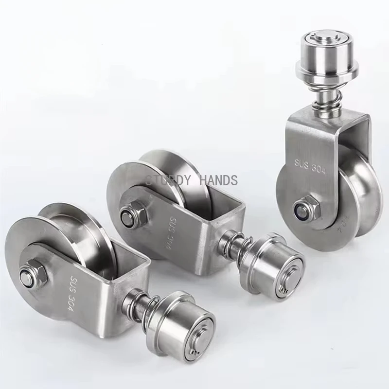 304 แบริ่งสแตนเลสหมุน Universal ล้อ U/V/H Groove ท่องเที่ยวฤดูใบไม้ผลิ shock-absorbing Caster อุปกรณ์ฮาร์ดแวร์ 1