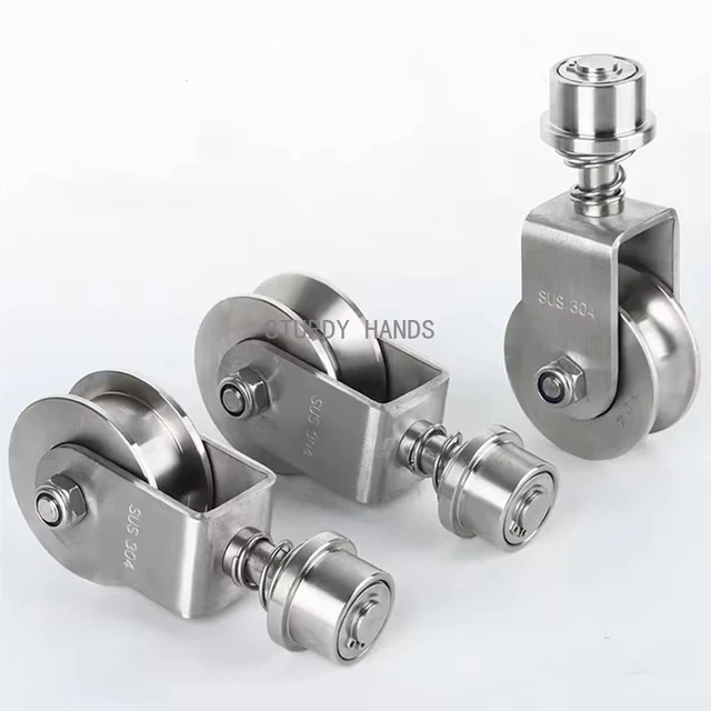 304 แบริ่งสแตนเลสหมุน Universal ล้อ U/V/H Groove ท่องเที่ยวฤดูใบไม้ผลิ shock-absorbing Caster อุปกรณ์ฮาร์ดแวร์ 1