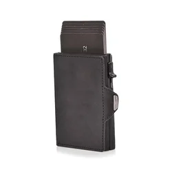 Elegant Genuine Leather RFID - Blocking Cardholder - Slim, Stylish Gift (Black)