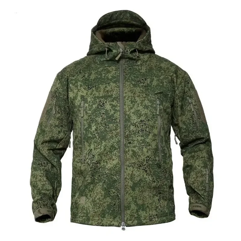 

Fleece Camouflage Men's Waterproof Army Tactical Windbreakers Clothing Jackets Hooded Warm Male Military Softshell Uniform Coat