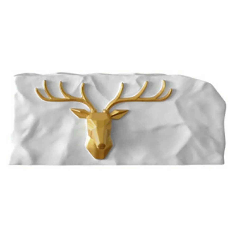 

European Resin Golden Deer Head Tissue Box Elk Pen Holder Desktop Napkin Storage Tissue Box for Offices Living Room B