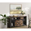 59" Coffee Bar Storage Cabinet with Mesh Doors, Farmhouse Buffet Cabinet, Rustic Sideboard with Sliding Barn Doo 2