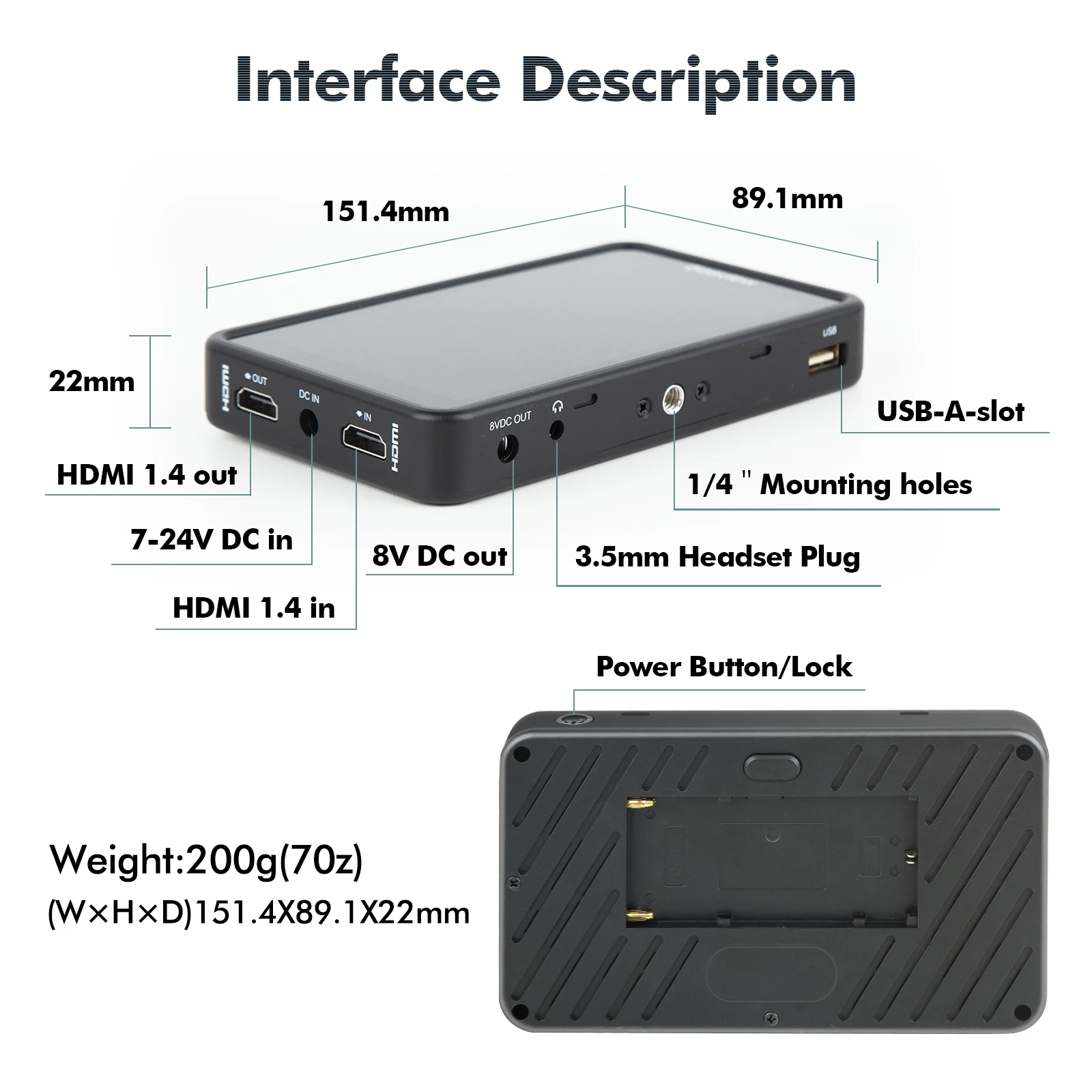 Desview R5II Camera Field Monitor 5.5" Full HD IPS Touch Screen 800nits High Brightness 3D Lut 4K HDMI Camera Monitor for DSLR