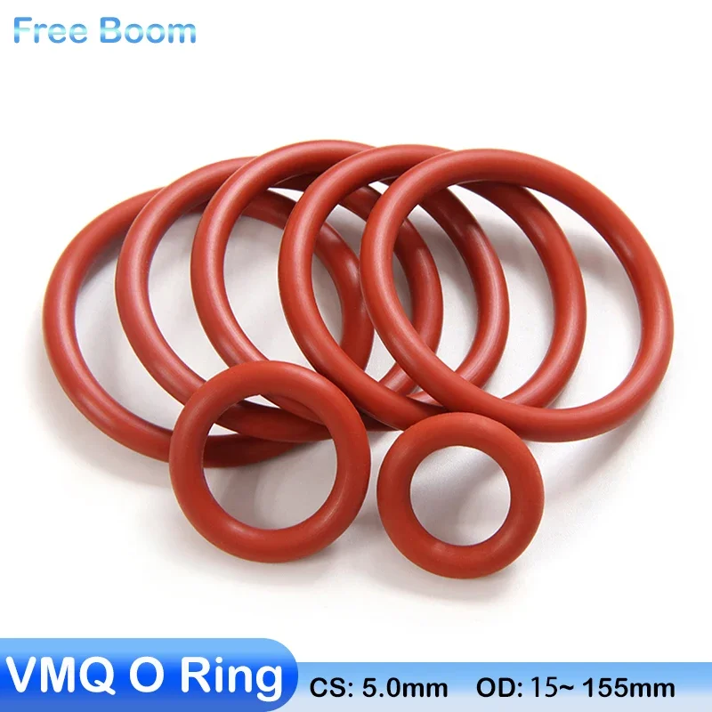 Sourcing Map 50 Stück Silikon O-Ringe – 7 X 5 X 1 Mm, VMQ, Rot, Temperaturbereich -30 °C Bis +200 °C