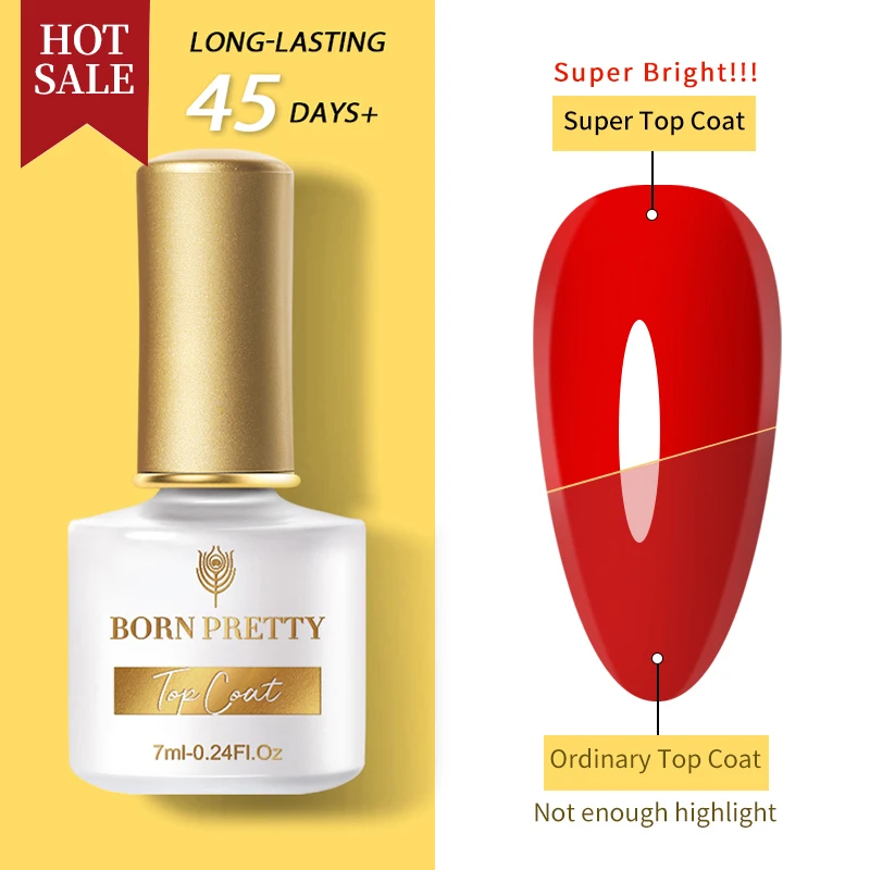 BORN PRETTY Super Top Coat For Gel Nail Polish Soak Off Nail Gel Semi Permanent Gel Varnish Top 