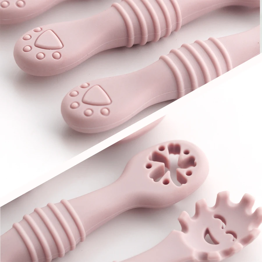Mother Kids Baby Silicone Spoon Fork 3Pcs/Set Bebeb Feeding Food Baby Stuff Toddler Learn To Eat Training Items silicone feeding spoon silicone cutlery set learning spoons fork spoon set baby cutlery