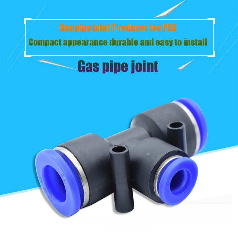 

4 Pcs Pneumatic Air Connector PEG Quick Fitting Tee Reducer 3 Way T-shaped Plastic Pipe Hose Connector 4/6/8/10/12mm