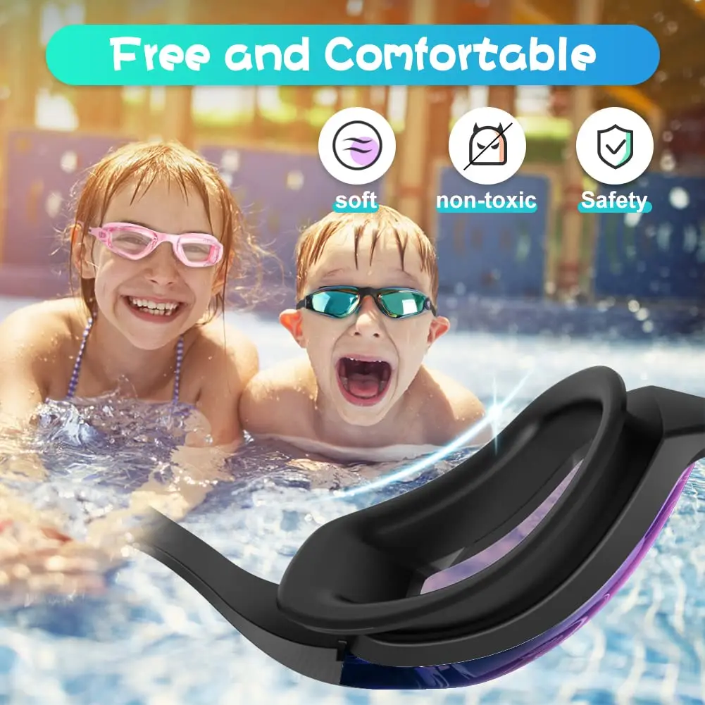 Kids Swimming Goggles Professional Anti-Fog/UV Protection No Leakage for 3-14 Years Girls Boys Swimming Goggles Gift Case swimming goggles swimming goggle box