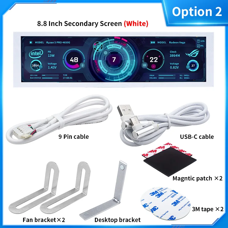 8,8 Zoll IPS Typ C Sekundärbildschirm USB-C-Schnittstelle Computerüberwachung CPU GPU RAM Display Smart Screen Keine Notwendigkeit AIDA64