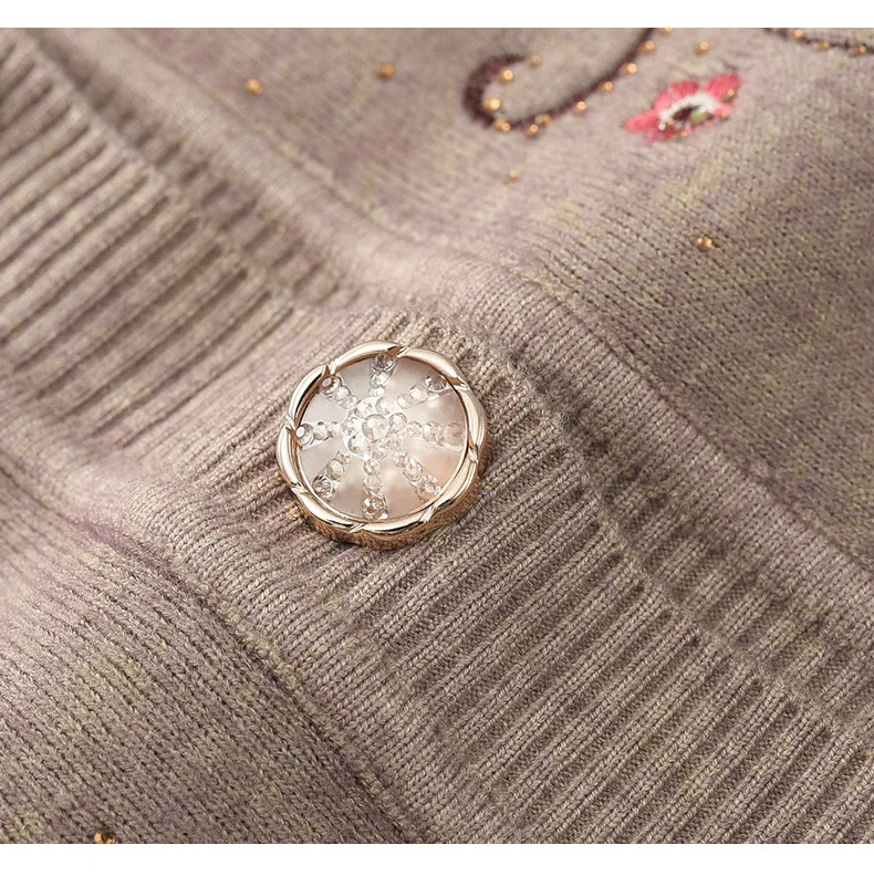 XL-4XL Pullover Frauen gedruckt hinzufügen Samt Winter Strickjacke Mantel mittleren Alters Mutter Strickjacke warme Oma Strickwaren Tops – Detail 10