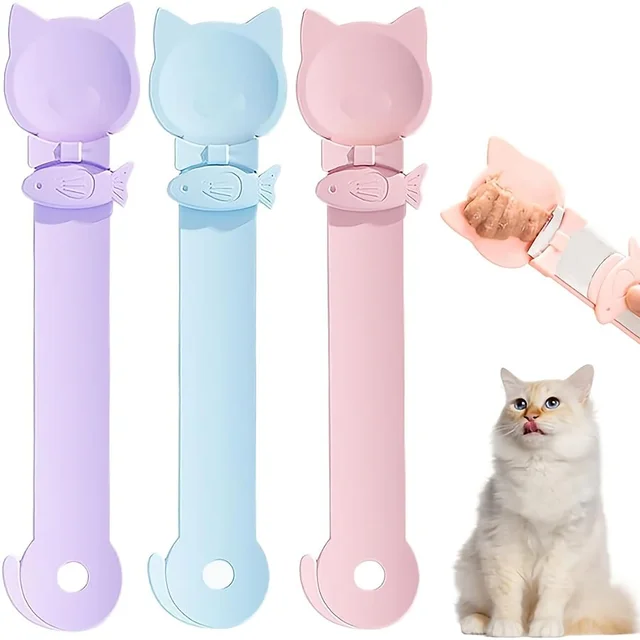 Cat Head-Shaped Feeding Spoon, 1 Piece, Long-Handled Licking Feeding Spoon, Daily Feeding Supplies for Cats Cat Head-Shaped Feeding Spoon, 1 Piece, Long-Handled Licking Feeding Spoon, Daily Feeding Supplies for Cats