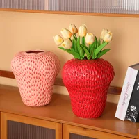Cartoon Strawberry Vase Ceramic Vase Children's Room Artifact Floral Accessories Fruit Pot Flowerpot Home Decoration Accessories 2