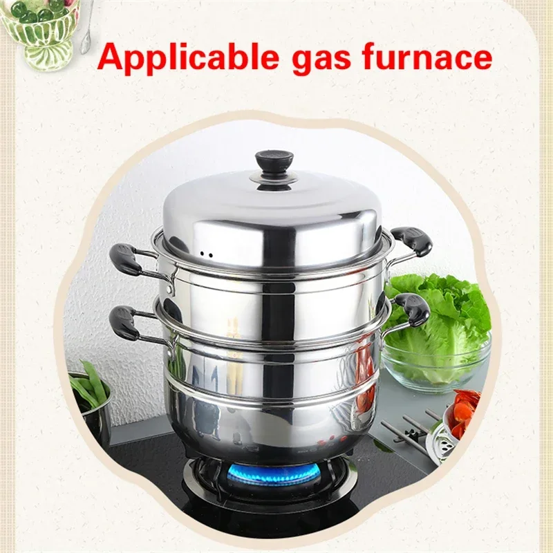 Multifunctional Large-capacity Cooking Pot Stainless Steel Two-layer And Three-layer Thick Steam Soup Pot For Household