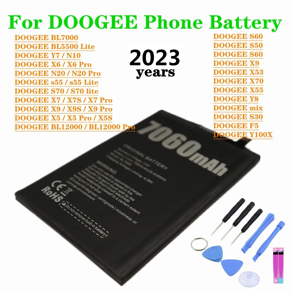 

Original Battery For DOOGEE BL7000 Y7 N10 N20 BL12000 Pro BL5500 s55 S70 lite S30 S50 S60 X55 mix Y8 F5 X7S X9S X5 X6 X7 X9 Pro