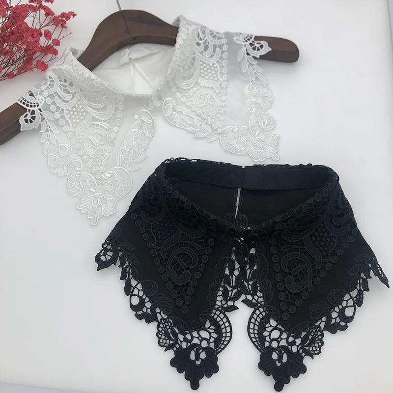 

Korean Lapel Fake Collar Lace Hollow Detachable Collar Necklace Choker Shawl Ladies Tie Blouse Half Shirt False Collar