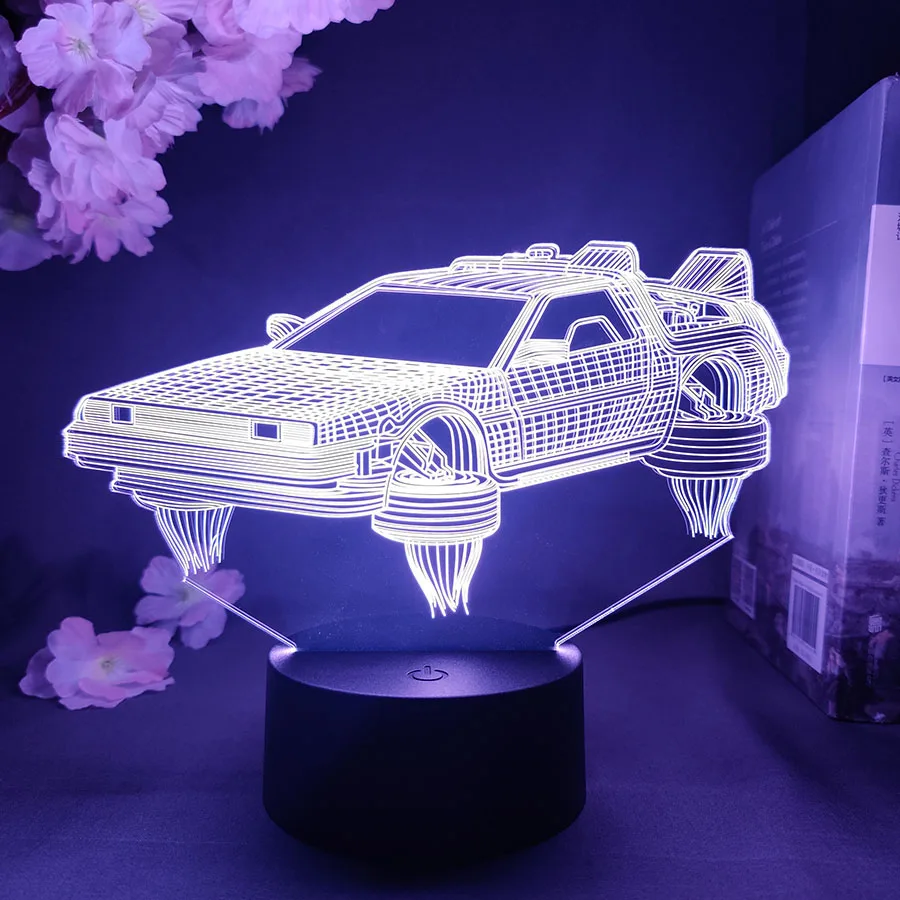 Back to the Future DeLorean 3D Illusion Lamp Classical Sci-Fi Car Model Nightlight for Fans Xmas Gift Cool stuff to Room Decor