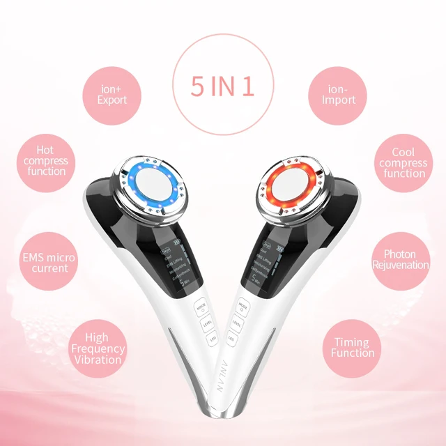 EMS Facial Massager LED light therapy Sonic Vibration Wrinkle Removal Skin Tightening Hot Cool Treatment Skin Care Beauty Device 3