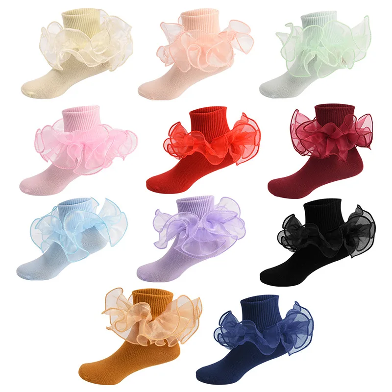 Ins Fashion Children's Dance Socks Princess Girls Frilly Sock Soft Infant Baby Socken Ruffle Socks For Kids School High Quality 3