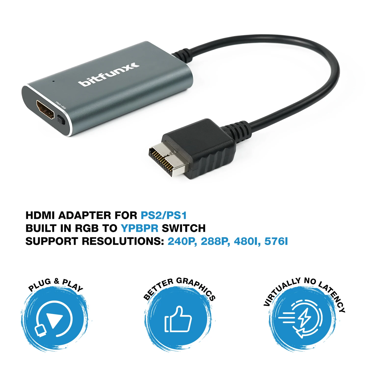 Kabel HDMI Bitfunx untuk Playstation Playstation konsol PS1