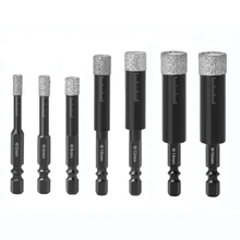 

5-16mm Hex Handle Vaccum Brazed Diamond Dry Drill Bits Set Hole Saw Cutter for Granite Marble Ceramic Tile Glass Stone Hole Open