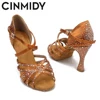 CINMIDY Latin Dance Shoes Woman Satin Rhinestones Soft Bottom Party Dance Shoes Salsa Dancing Shoes Ladies Wedding Sandals 7.5cm 6
