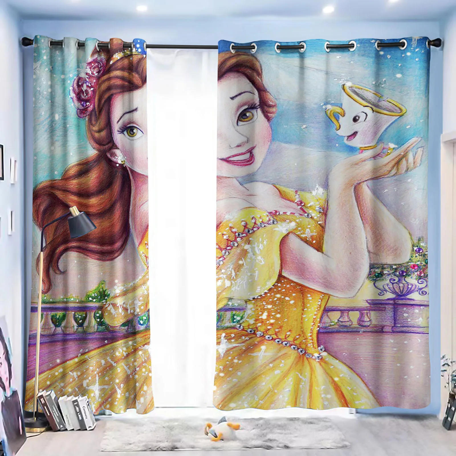 Curtain Princess Cartoon 3D Print Bedroom Living Room Window Blackout Partition Style Home Decoration 2