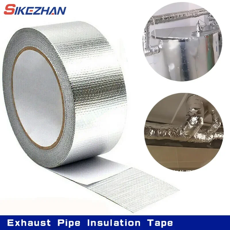 Exhaust Pipe Insulation Tape Exhaust Heat Tape Manifold Downpipe High Temperature Bandage Tape Aluminum Foil Wrap 2