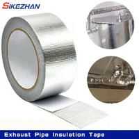 Exhaust Pipe Insulation Tape Exhaust Heat Tape Manifold Downpipe High Temperature Bandage Tape Aluminum Foil Wrap 2