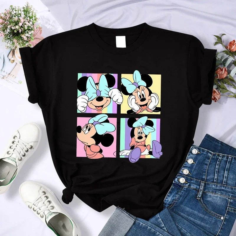 thumbnail image 1 of Camiseta de algodón de verano para niños, bonita camiseta con estampado de Mickey Y2k, gorro de Minnie Mouse, ropa de moda para niño y niña, camisetas Kawaii Disney para bebé, 1 of 5