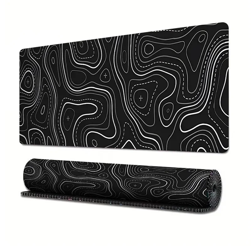 1Pcs Gaming Mouse Large Keyboard Pad 30x80x0.2cm Topographic Mouse Pad Black and White Mouse for Keyboard with Anti-Sl 6