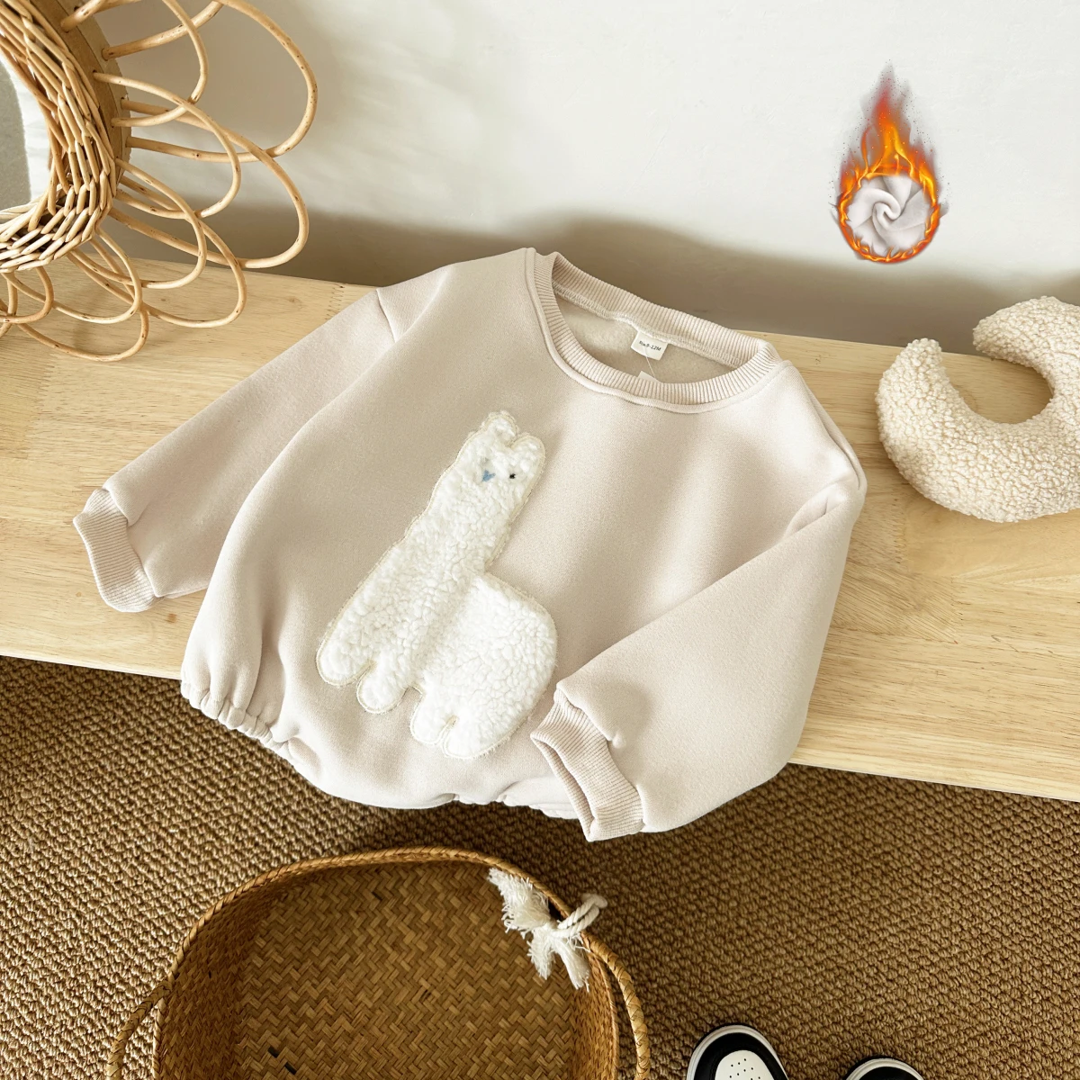 여아 겨울 바디수트 2024 플러스 벨벳 풀  여아 양 맨투맨 롬퍼 플러시 따뜻한..