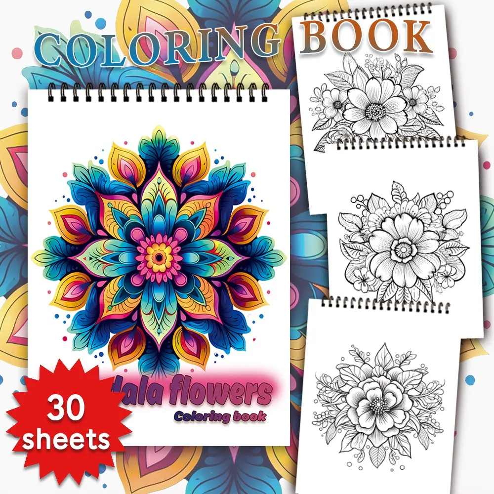 Spiral Coloring book -30 Sheets adult coloring book, 11.2 x 8.3 inches, 100g thick paper, drawing book, homecoming holiday gift 2