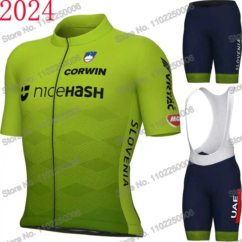 Slovenia 2024 UAE Cycling Jersey Men's Set Summer Cycling Clothing Road Race Bike Shirt Suit MTB Women Bicycle Bib Shorts Sports