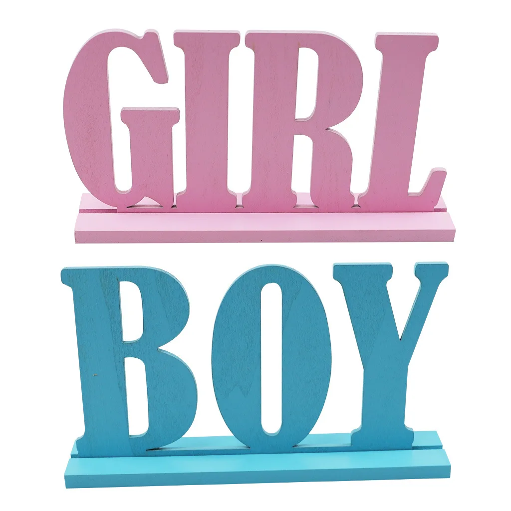 Wooden Baby Hundred Days Party Decorations It's A Boy Or Girl Gender Reveal Babyshower Table Decor | Дом и сад