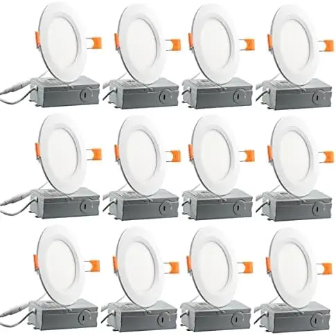 

Pack 4Inch 5CCT LED Recessed Ceiling Lightled Disk Light Dimmable,2700K-5000K Color Temperature Selectable,12W (=100W) 1050lm,Di