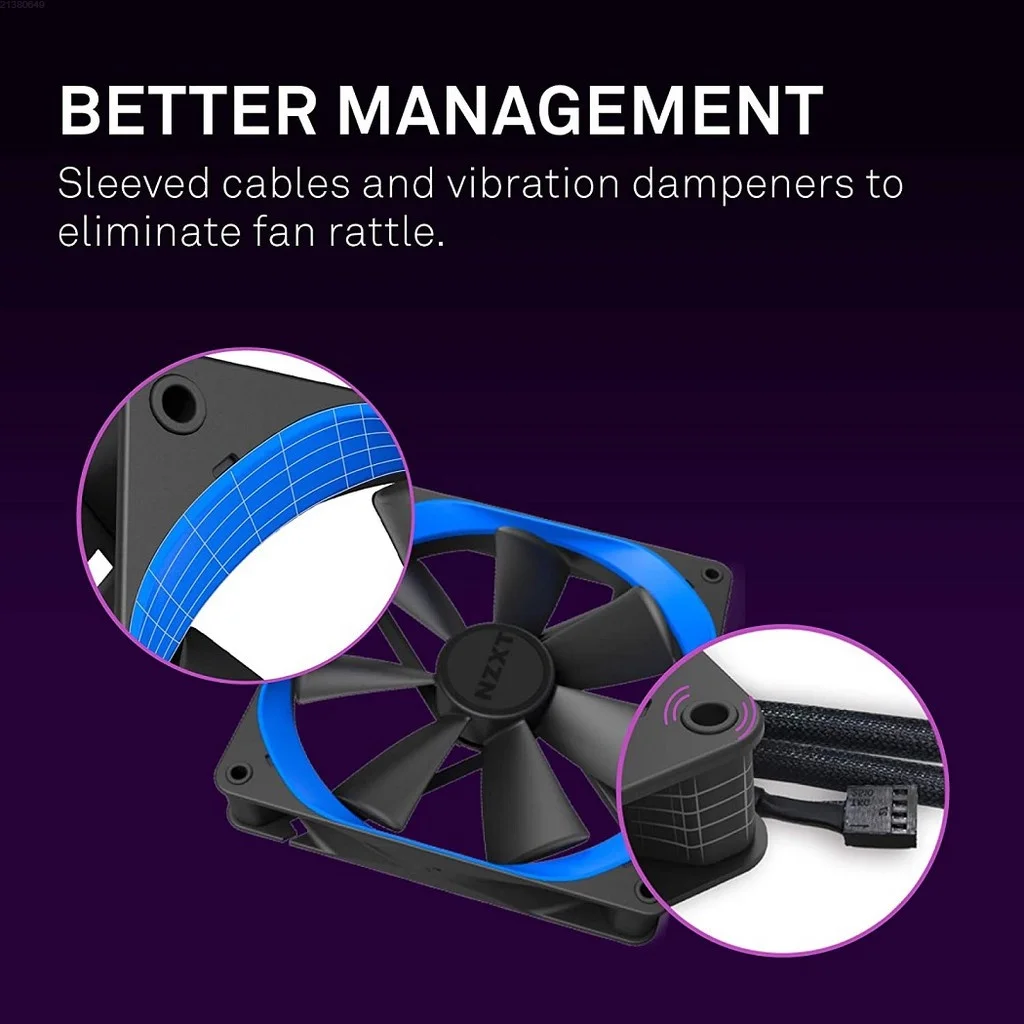 NZXT PC 케이스 선풍기, 순환 거울 조명 효과, 4 핀 PWM 500-2000RPM 냉각 선풍기, 120mm(Rf-Ap120-F) 140mm