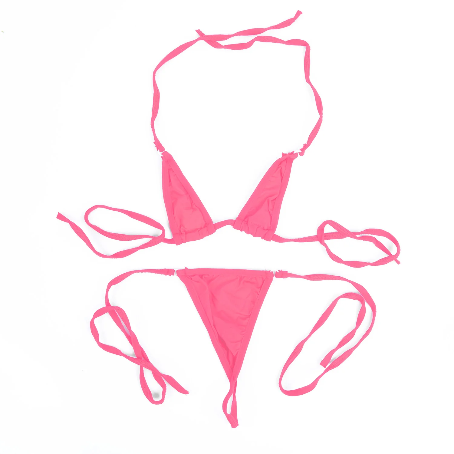 Women Ladies Bikini Lingerie Set T-back Low Rise G-string Halter Bra Set Erotic Wear