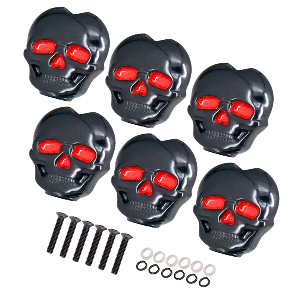 6Pcs Tuning Peg Button,Skull Shape Guitar Tuning Peg Tuner Teste Della Macchina Per Accessori Per Chitarra Elettrica Folk (Nero)