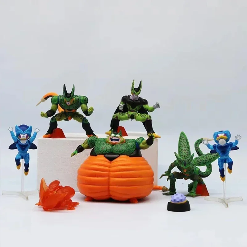Anime Dragon Ball Figures Cell Action Figures Tutte Le Forme Full Supplement Twister Cell 8Pcs Pvc Model Collection Decorazione Giocattoli