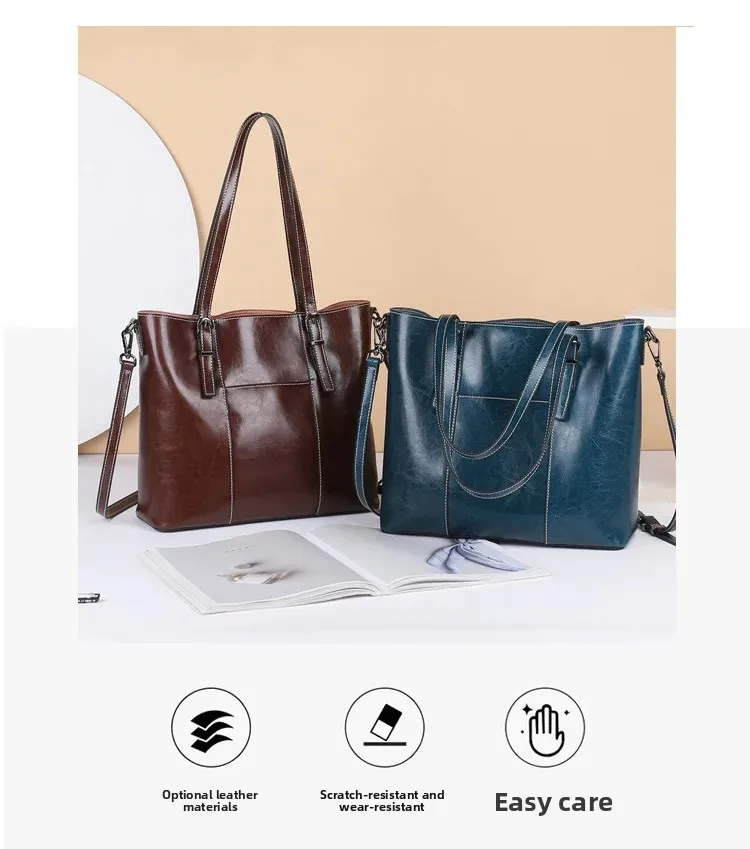 Sac à main pour femme en cuir véritable, vue de face