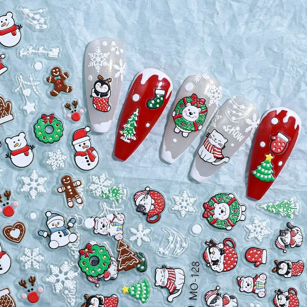

Mini Christmas Nail Art Stickers 3D Santa Claus Cute Manicure Decals Winter Self Adhesive Nails Polish Sticker Manicure Decals
